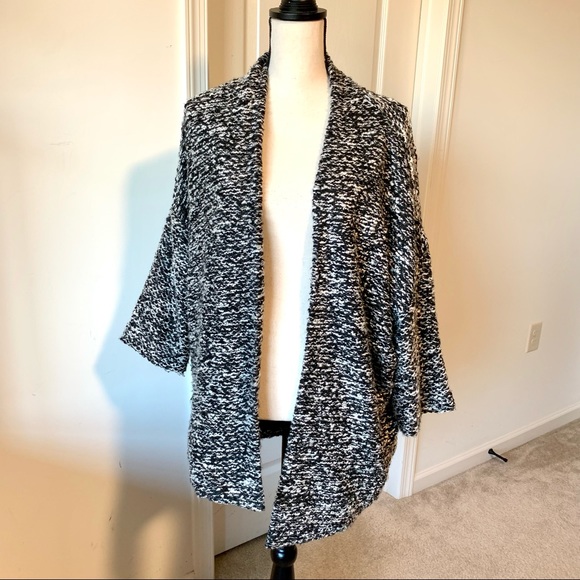 BLACK RAINN Cozy Tweed-Like Fuzzy Oversized Open Cardigan Coat—SZ. Medium - Picture 1 of 15